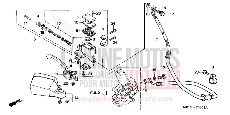 FR. BRAKE MASTER CYLINDER (XL1000VA) for Varadero ABS MUTE BLACK METALLIC (NH359) from 2004